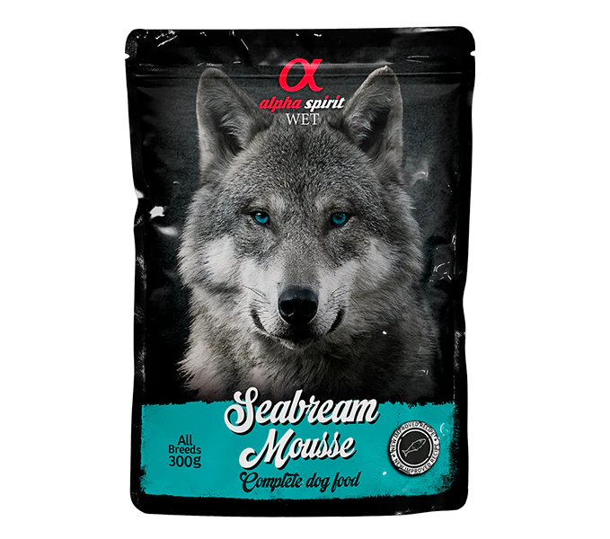 Jūrasplaudis (Dorada zivs) pastēte pilnvērtīga mitrā barība rupja maluma Alpha Spirit 300 g