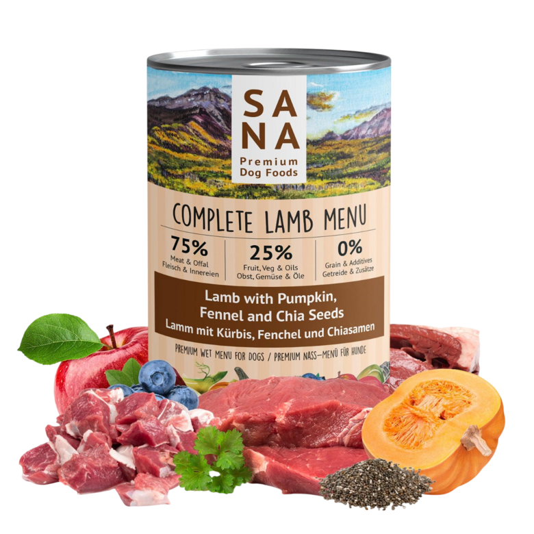 Jēra gaļa ar ķirbi, fenheli un čia sēklām suņiem 800g