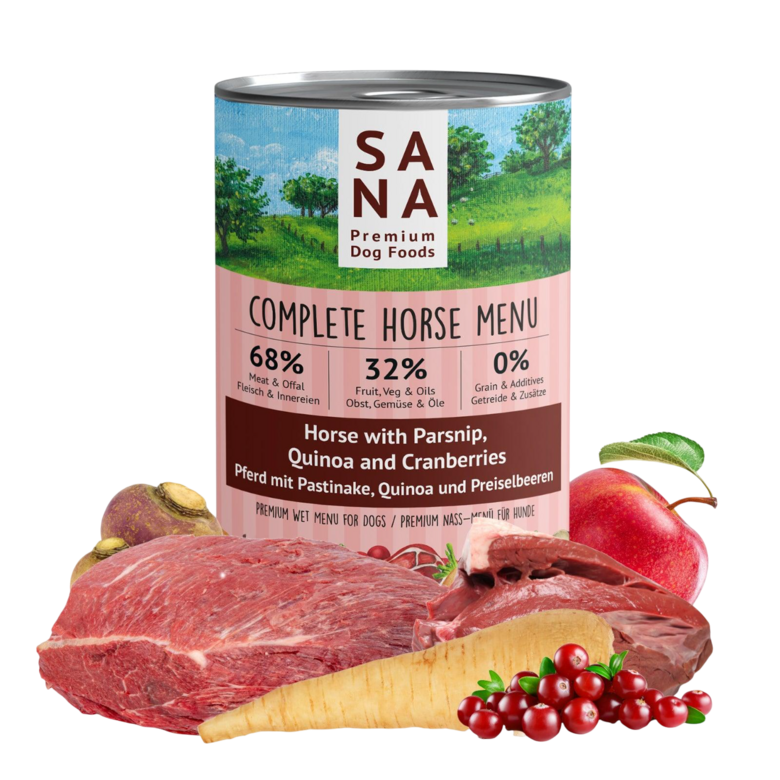 Zirga gaļa ar pastinaku, kvinoju un dzērvenēm suņiem 800g