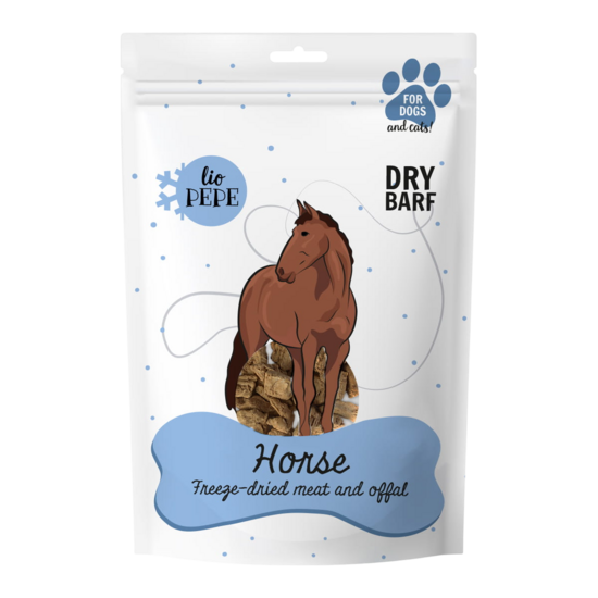 Zirga aknu gabaliņi liofilizēti 180g 100% dabīgs HUMAN GRADE gardums suņiem un kaķiem