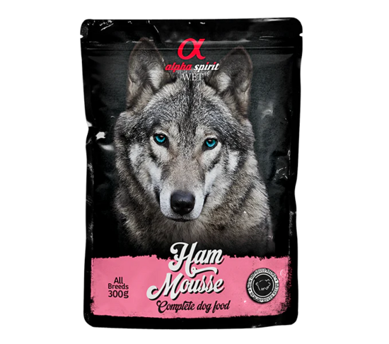 Cūkgaļas pastēte pilnvērtīga mitrā barība rupja maluma Alpha Spirit 85 g | 300 g
